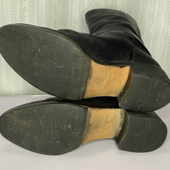 Women's Cole Haan Black Briarcliff Leather Buckle Detail Pull On Mid Boot 6.5 - Picture 6 of 11